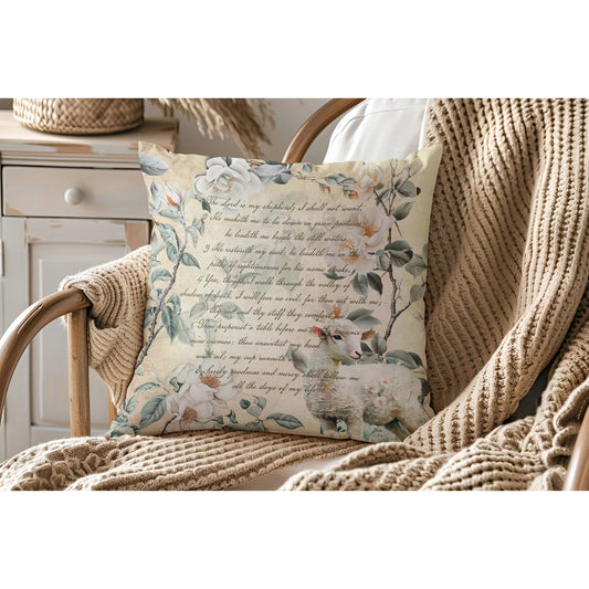 Psalm 23 Christian Spun Polyester Square Pillowcase Printify