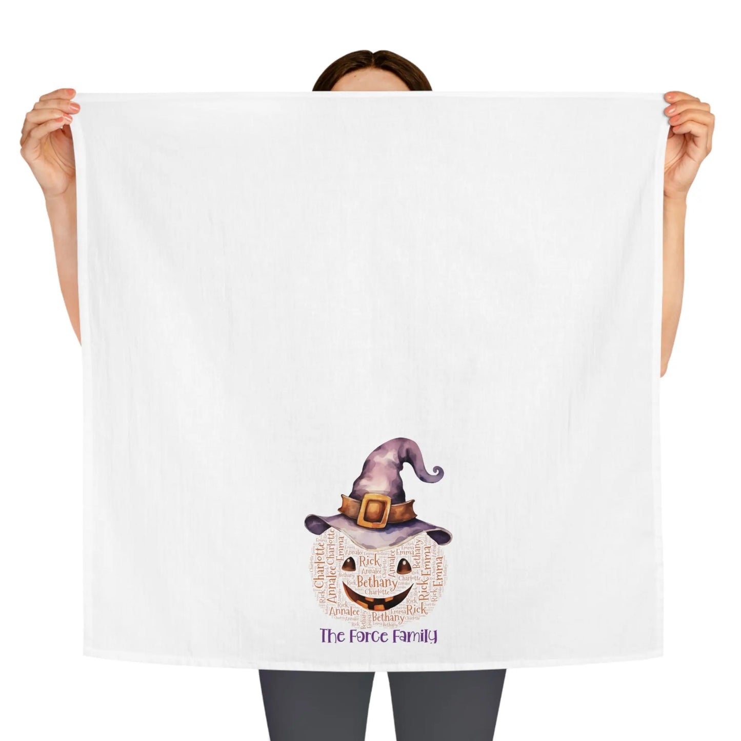 Pumpkin Halloween Personalized Kitchen Tea Towel - Amazing Faith Designs
