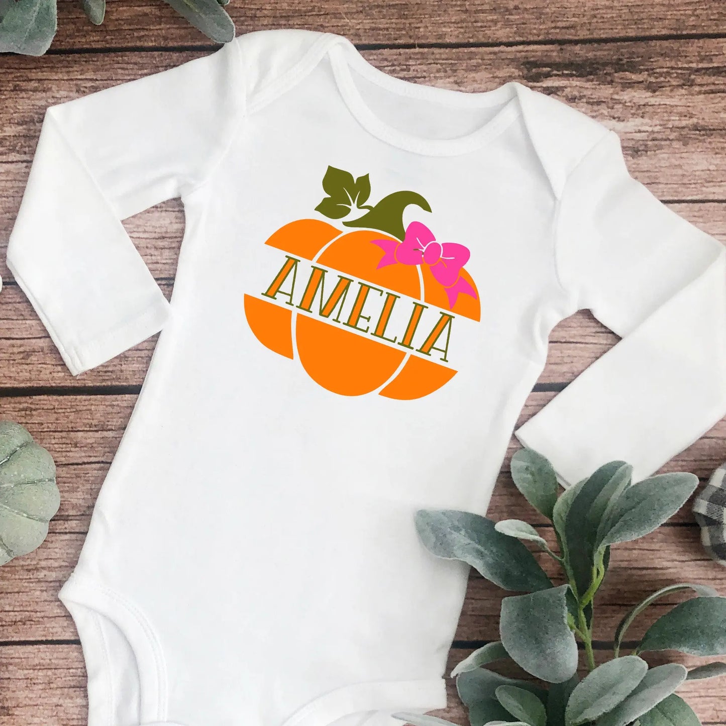 Pumpkin Name Infant Long Sleeve Onesie - Amazing Faith Designs