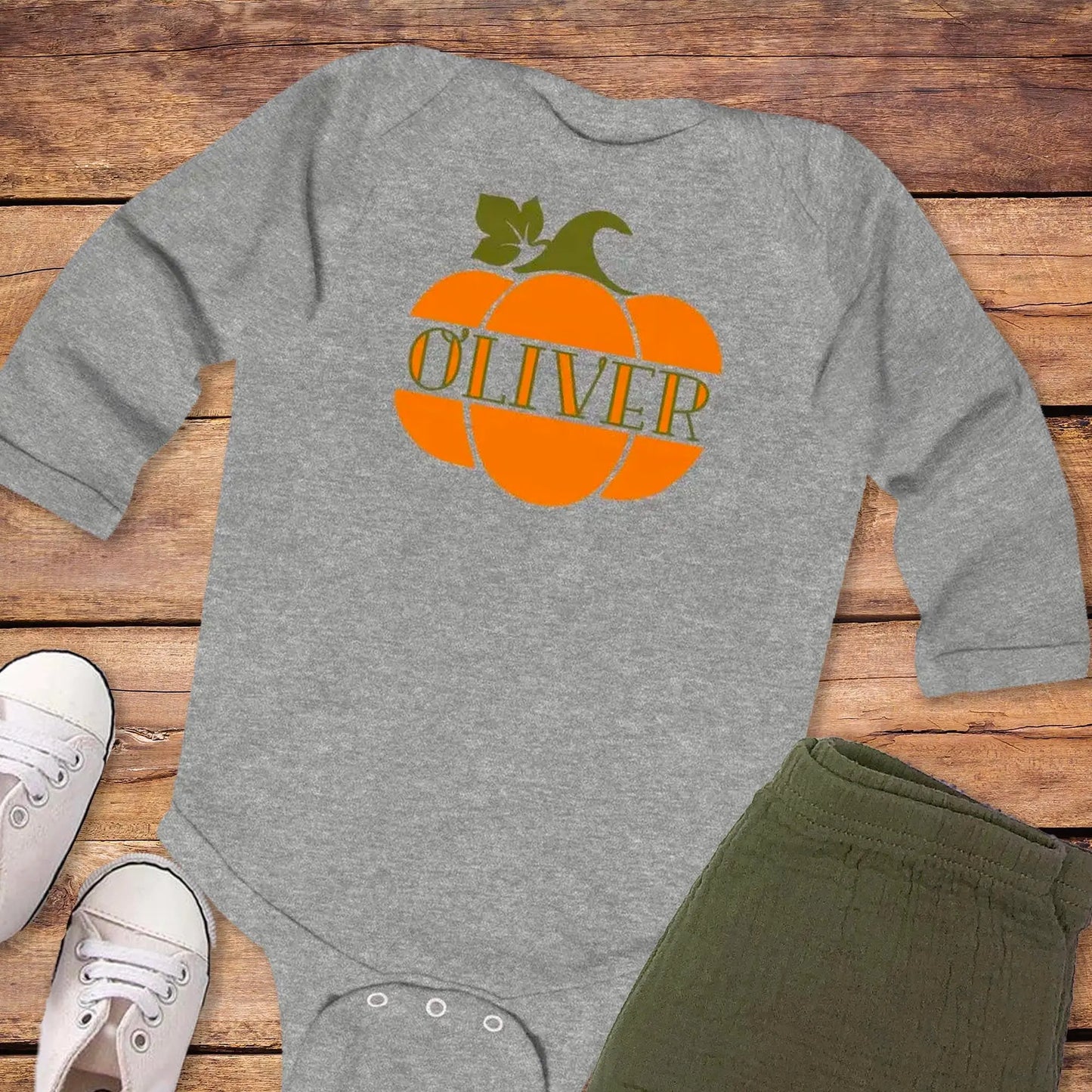 Pumpkin Name Infant Long Sleeve Onesie - Amazing Faith Designs