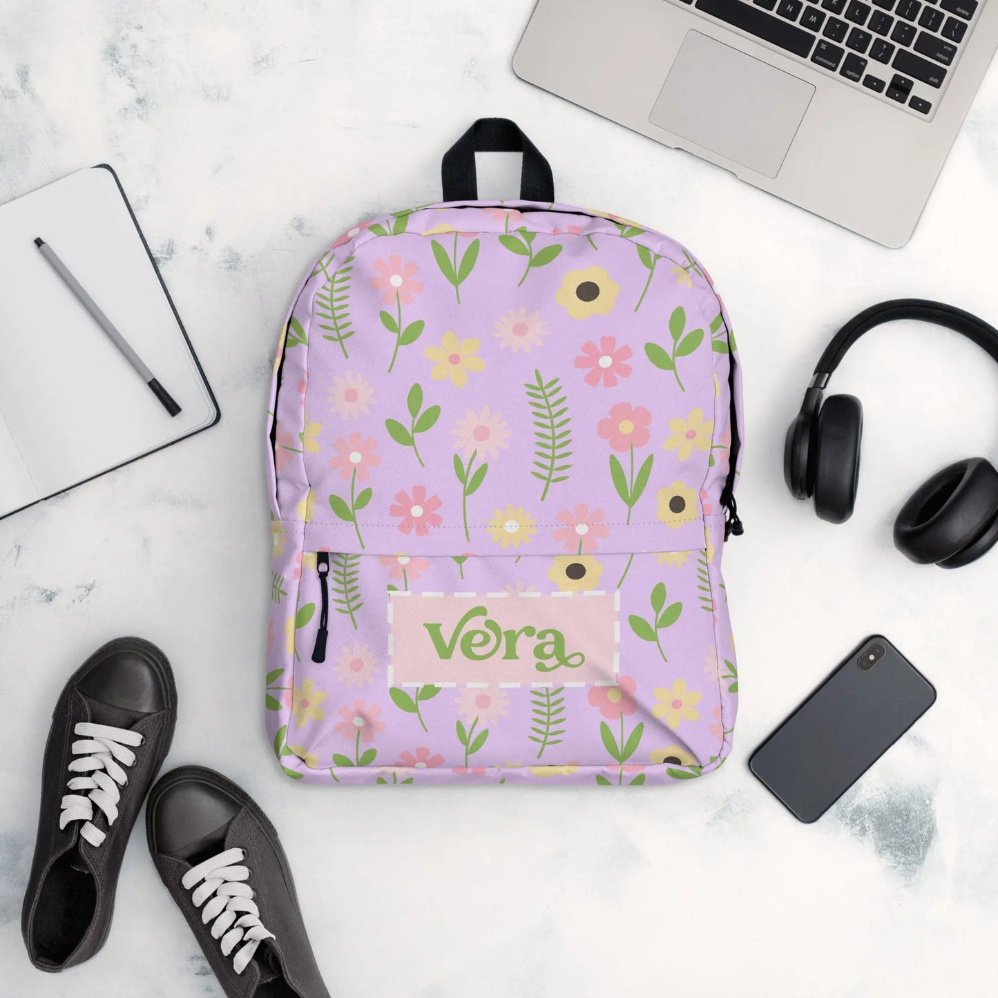 Purple Flowers Personalized Backpack Amazing Faith Designs