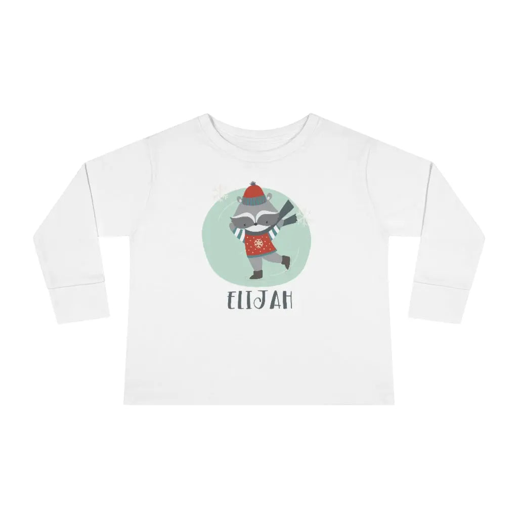 Raccoon Personalized Toddler Long Sleeve Tee Printify