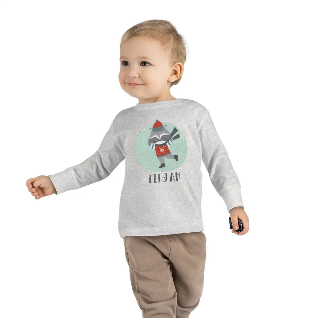 Raccoon Personalized Toddler Long Sleeve Tee Printify