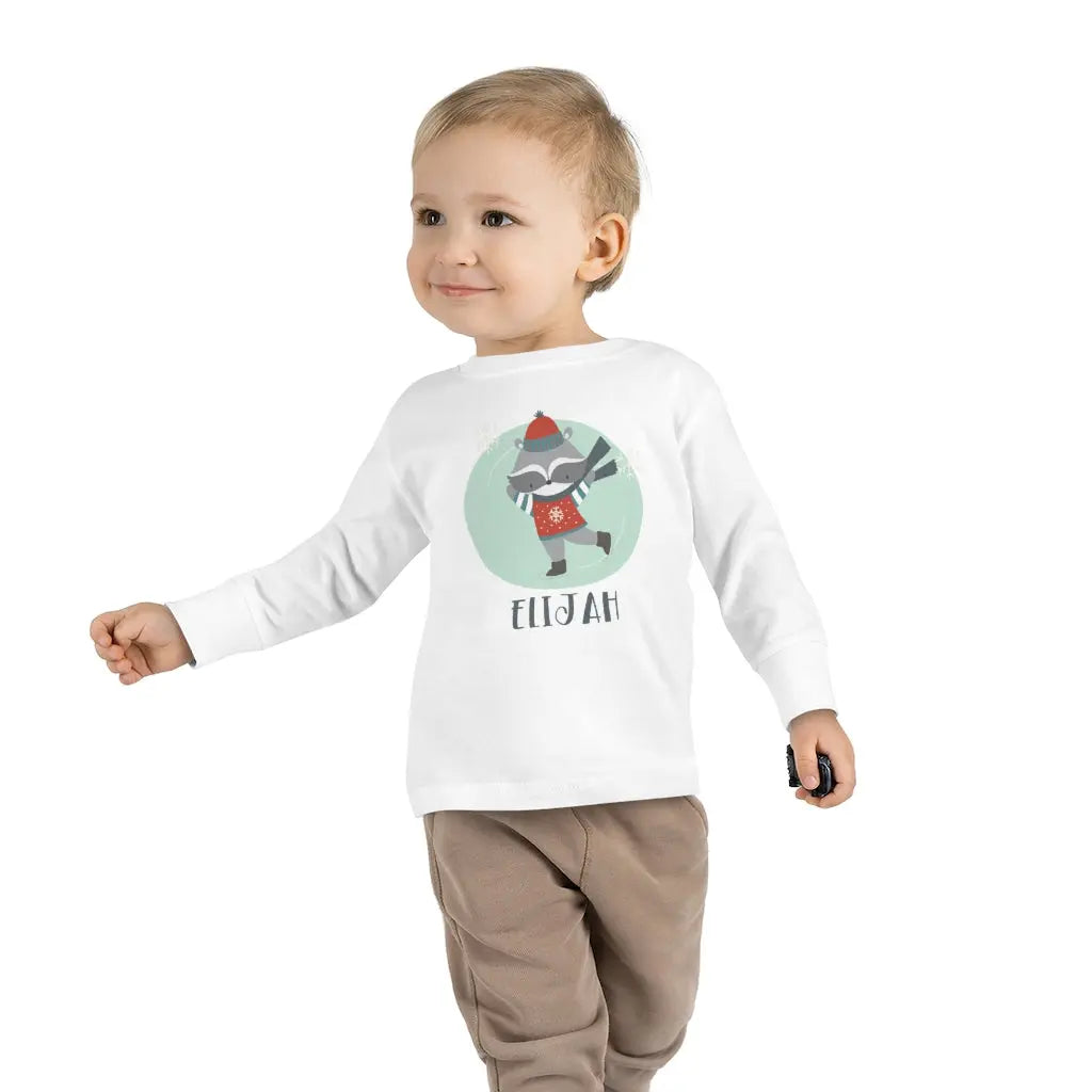 Raccoon Personalized Toddler Long Sleeve Tee Printify