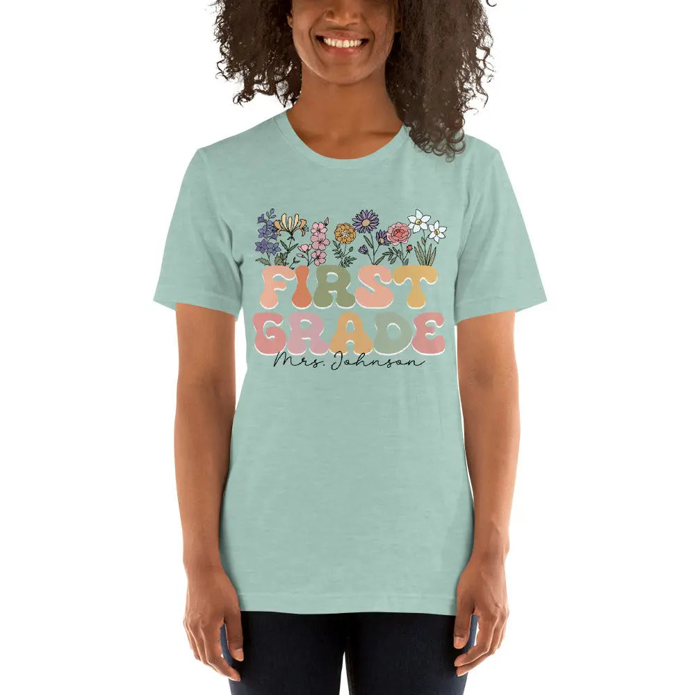 Retro Flowers Teacher Unisex t-shirt Amazing Faith Designs