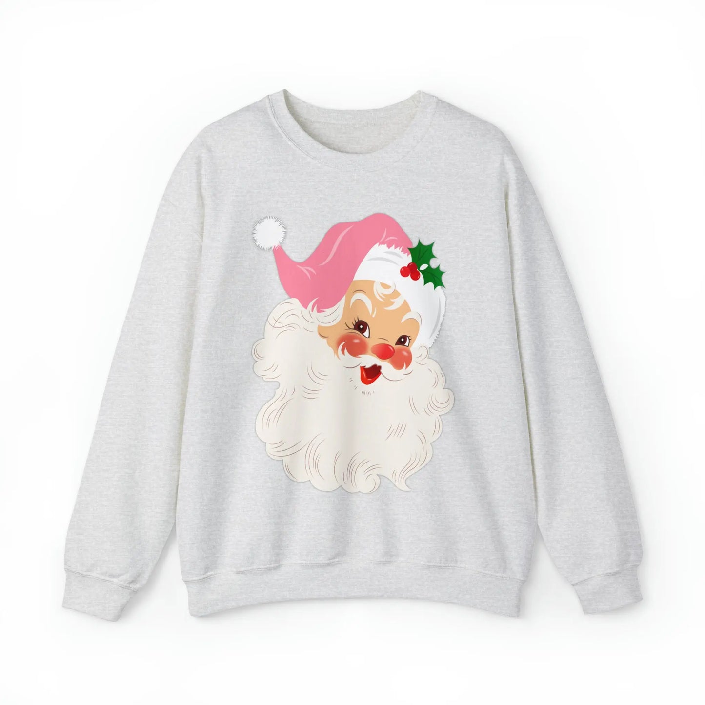 Retro Santa Sweatshirt, Christmas Sweatshirt, Santa Claus Sweatshirt, Pink Christmas Sweatshirt Printify