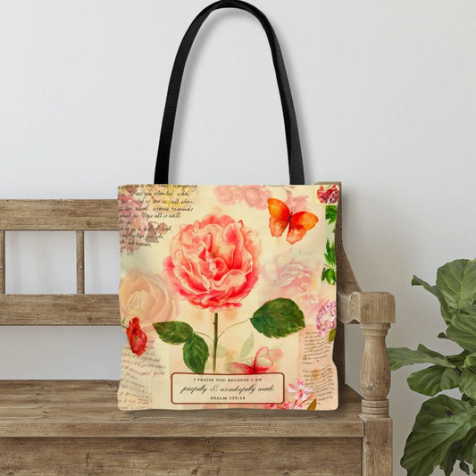 Roses Scripture Christian Tote Bag (Three Sizes) Printify