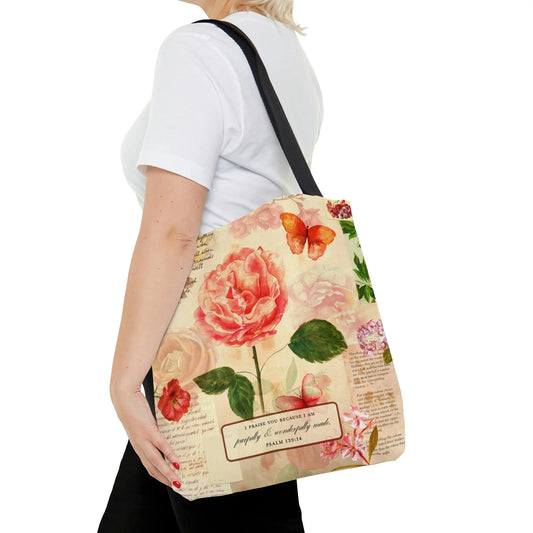 Roses Scripture Christian Tote Bag (Three Sizes) Printify
