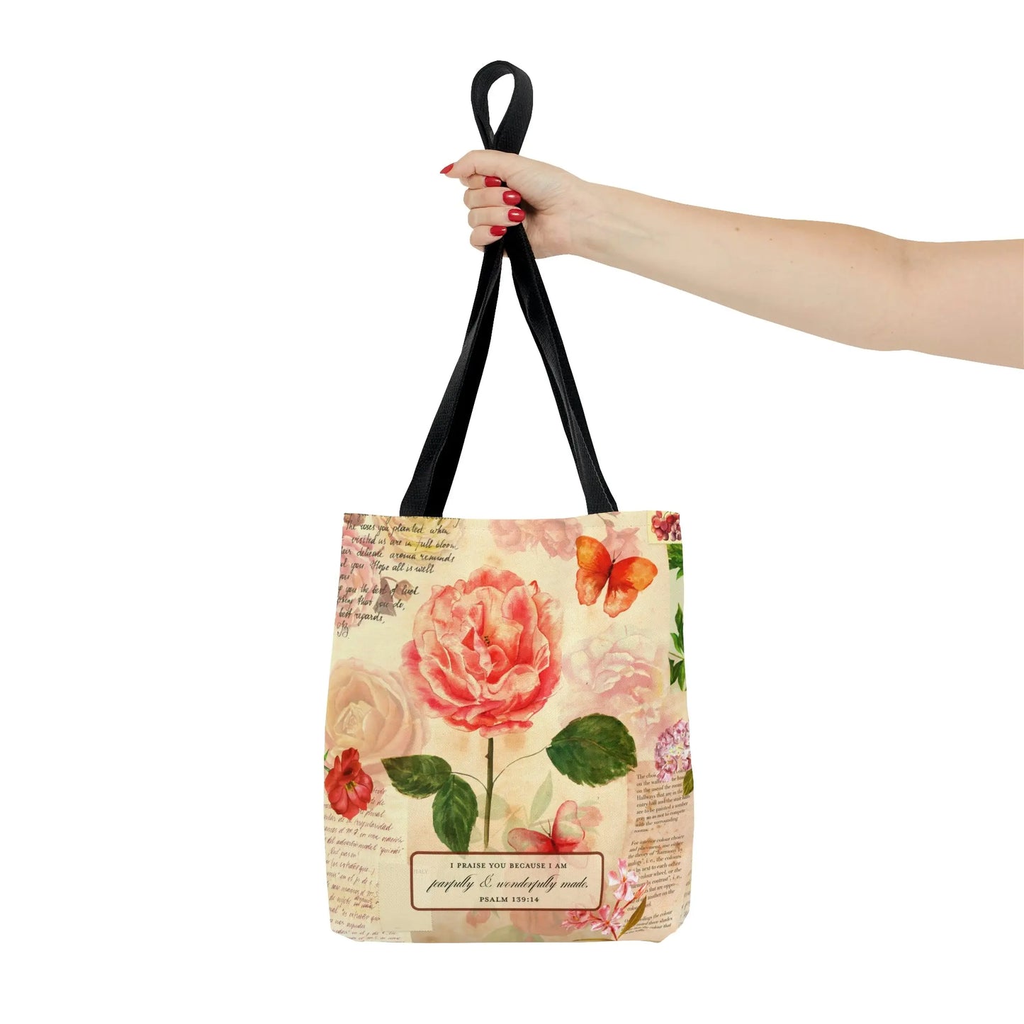 Roses Scripture Christian Tote Bag (Three Sizes) Printify