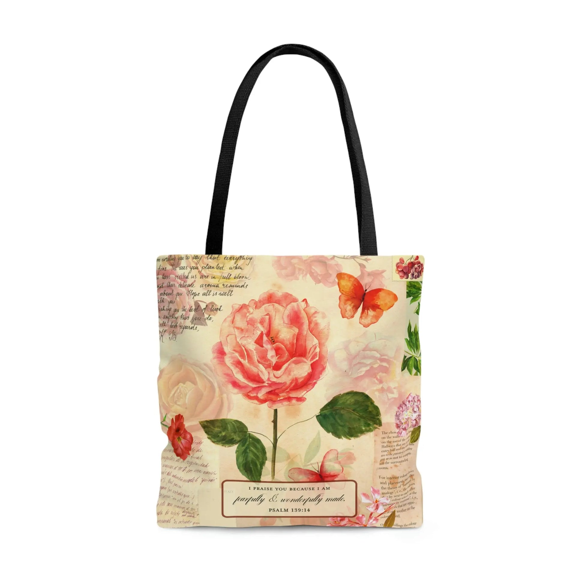 Roses Scripture Christian Tote Bag (Three Sizes) Printify
