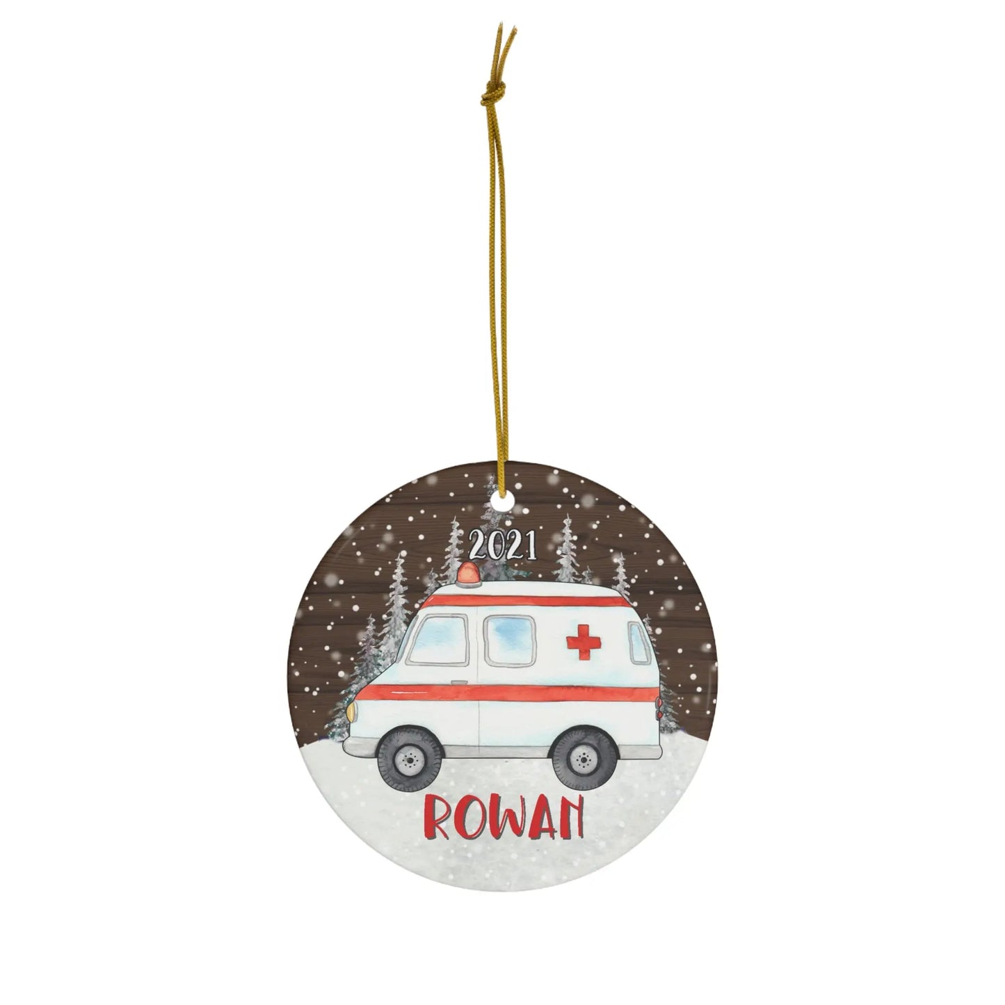 Rowan Ambulance 2021 Personalized Ceramic Ornament Printify