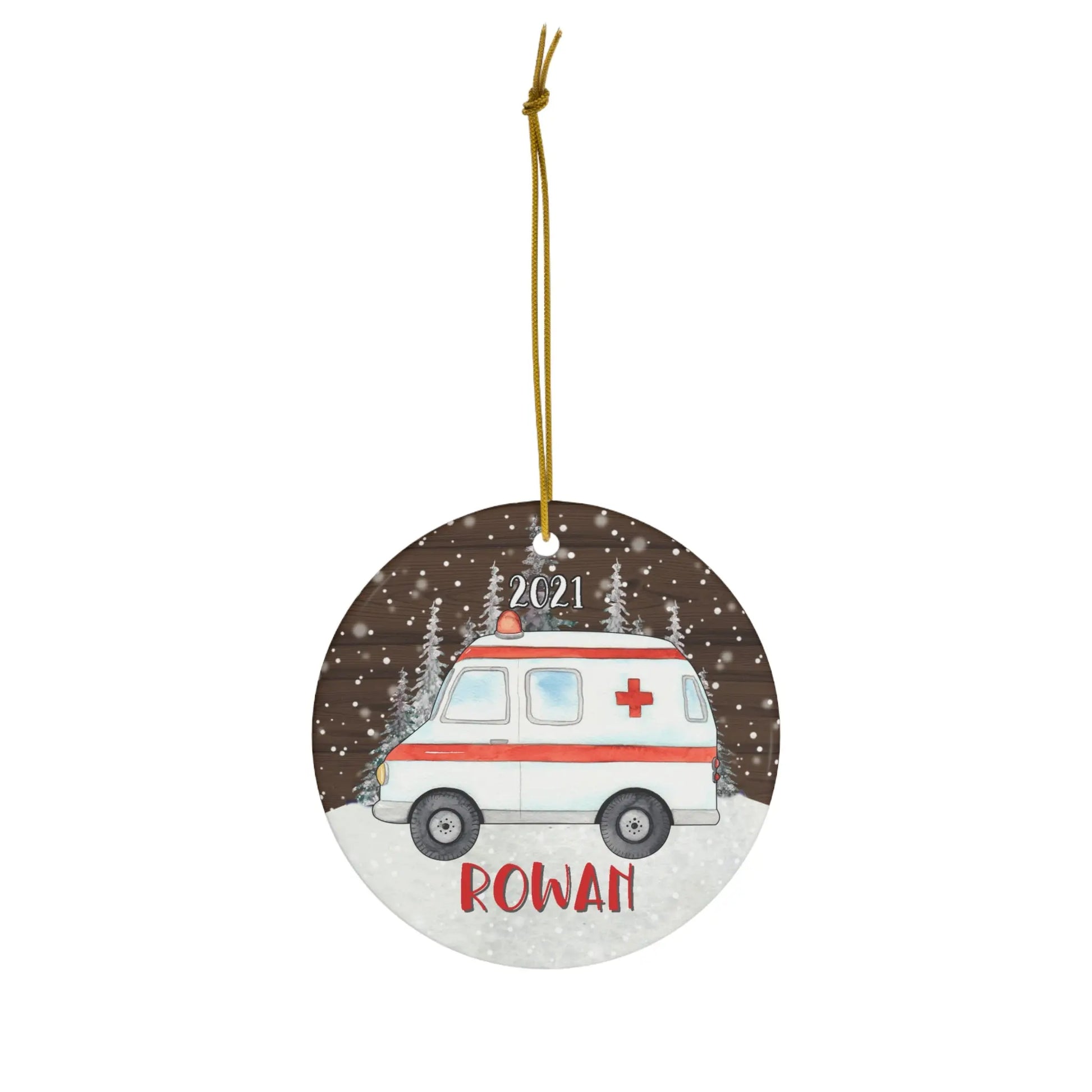 Rowan Ambulance 2021 Personalized Ceramic Ornament Printify