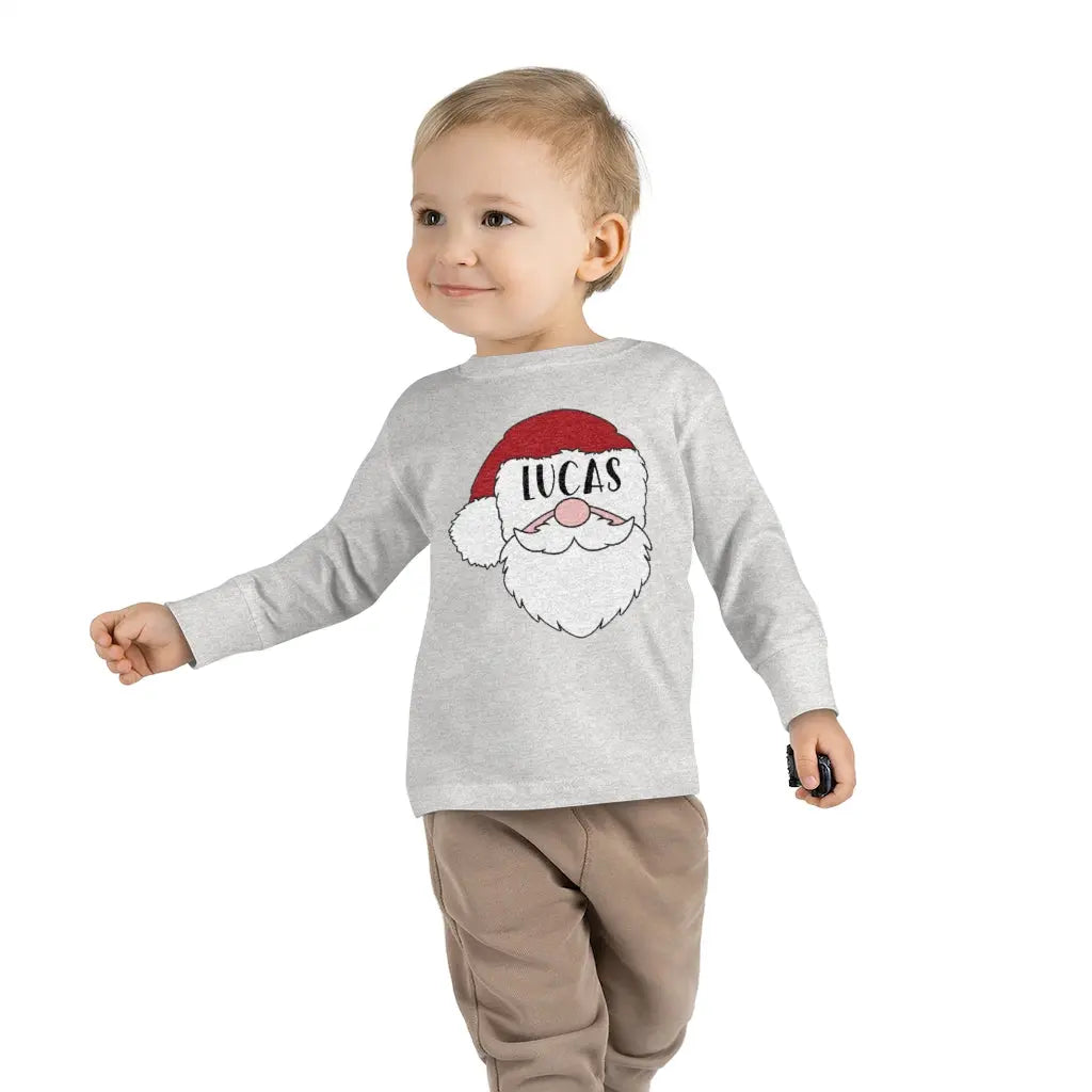 Santa Personalized Toddler Long Sleeve Tee, Toddler Christmas Shirt Printify