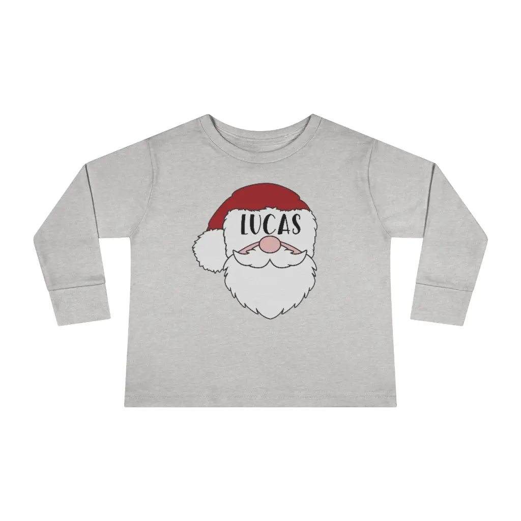 Santa Personalized Toddler Long Sleeve Tee, Toddler Christmas Shirt Printify