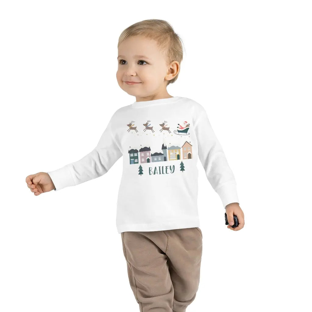Santa Village Personalized Toddler Long Sleeve Tee Printify
