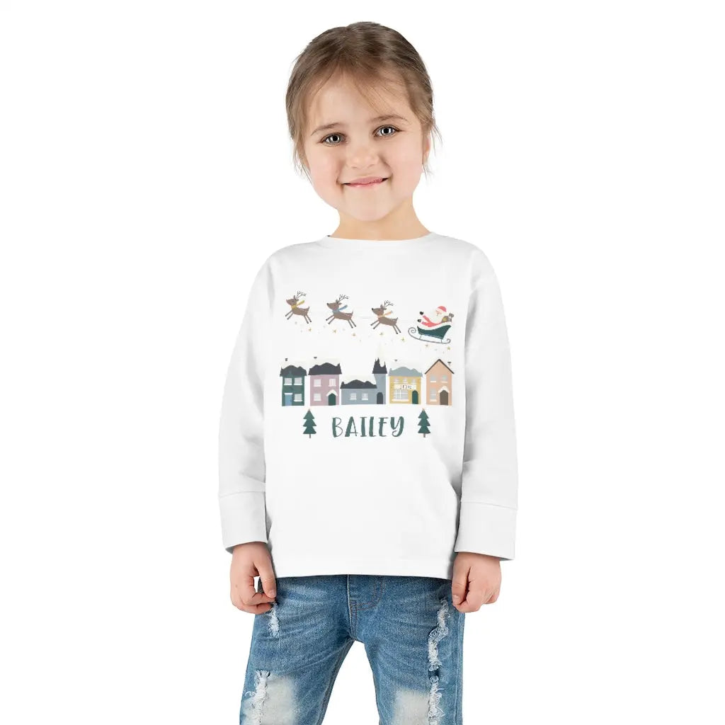 Santa Village Personalized Toddler Long Sleeve Tee Printify