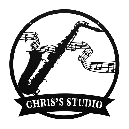 Saxophone Studio Metal Sign, Musician Gift teelaunch