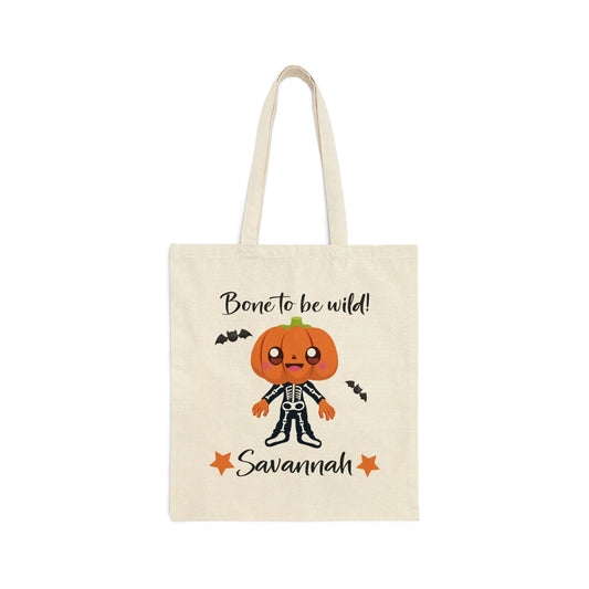 Skeleton Trick or Treat Canvas Tote Bag - Amazing Faith Designs