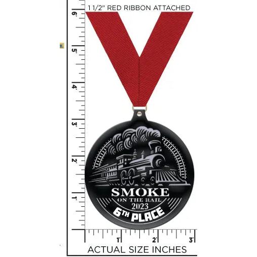Smoke on the Rail Black Nickel Medal with Ribbon Amazing Faith Designs