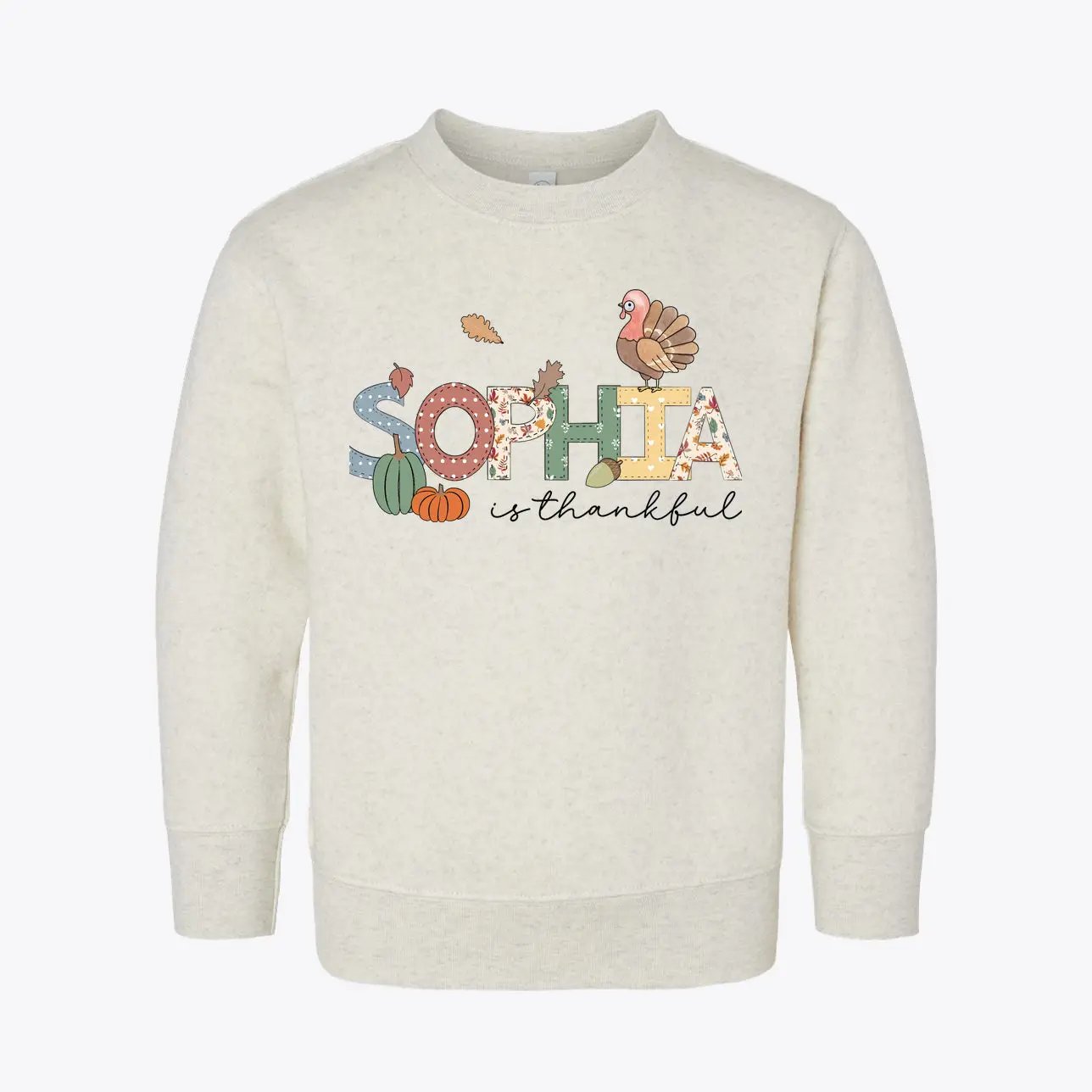 Sophia Thanksgiving Toddler Fleece Crewneck Sweatshirt SimplePrint