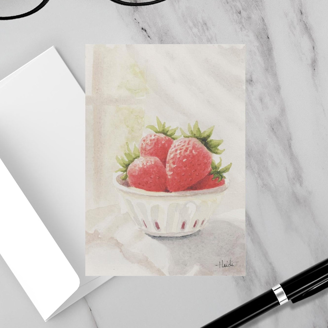 Strawberry | Original Watercolor, Print & Greeting Card