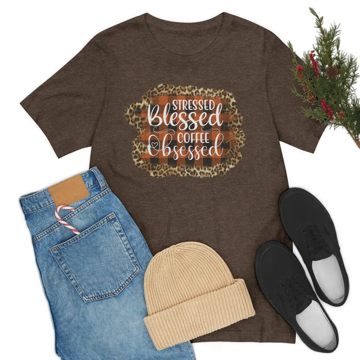 Stressed Blessed Coffee Obsessed Tee - Amazing Faith Designs