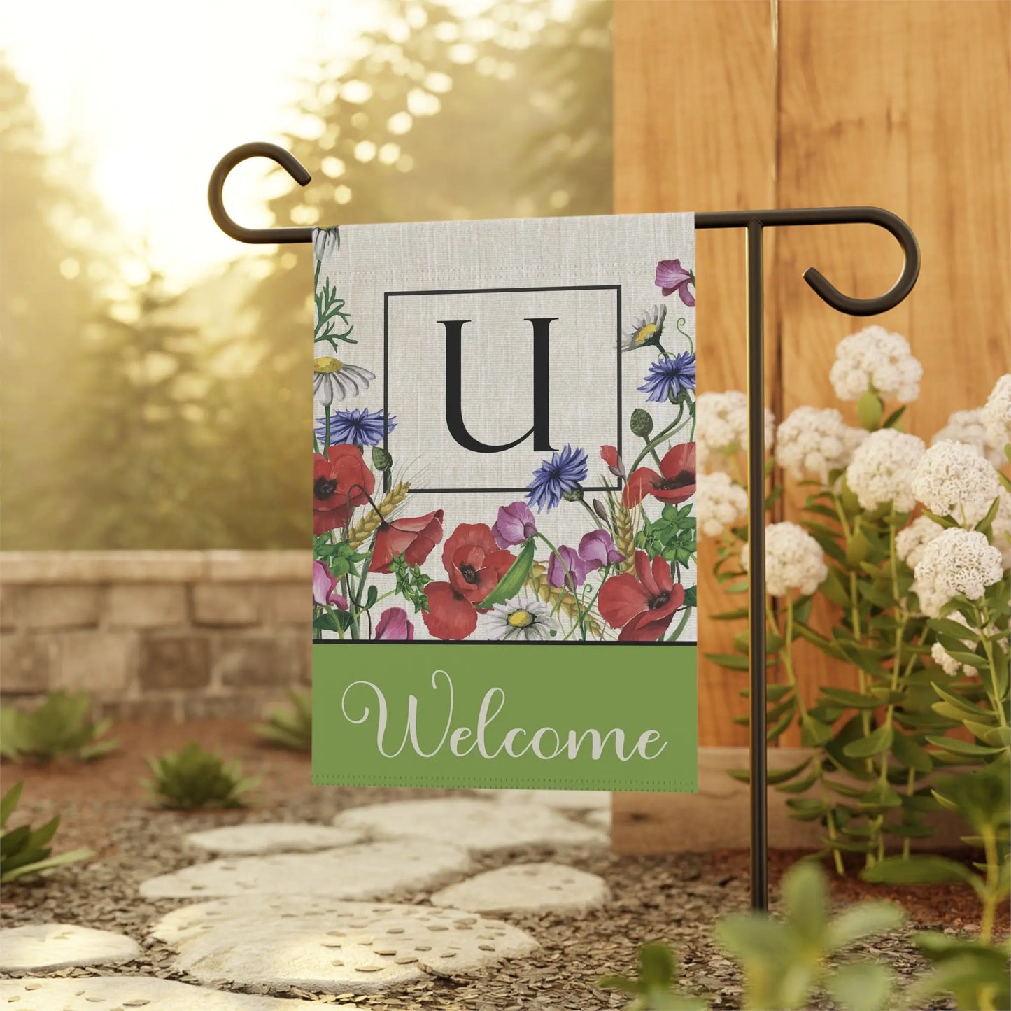 Summer Flowers Personalized Garden Flag Printify