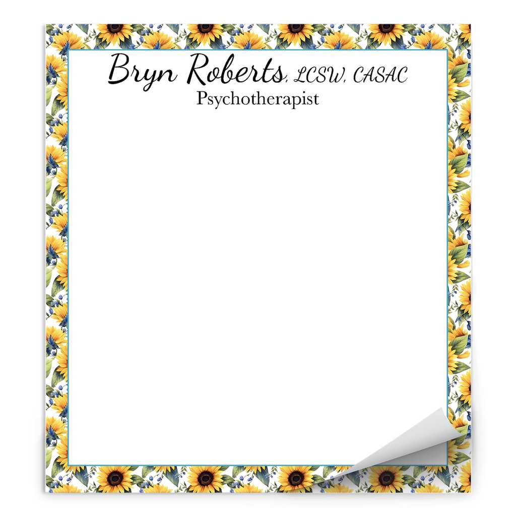Sunflower Personalized Notepad, Gift for Teacher Amazing Faith Designs