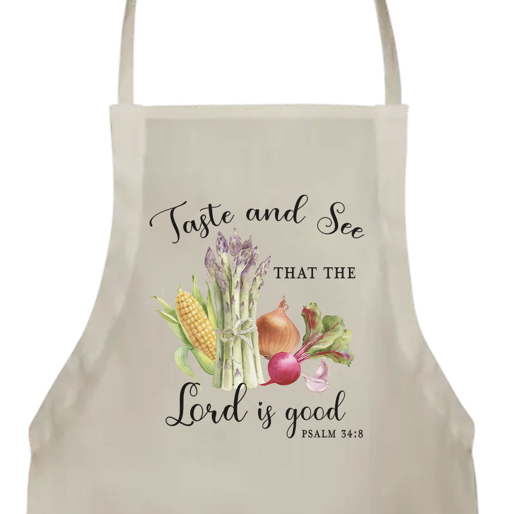 Taste and See Scripture Apron - Vegetables - Amazing Faith Designs