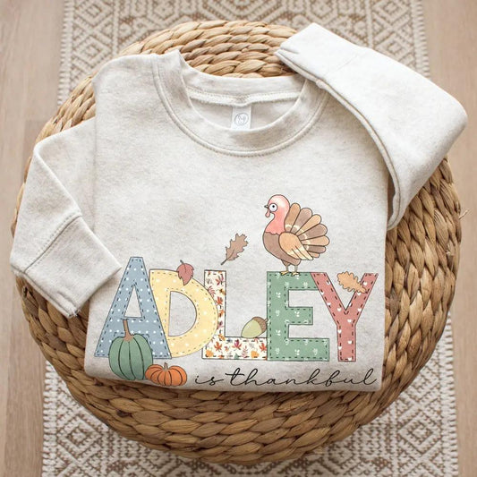 Thanksgiving Doodle Personalized Toddler Sweatshirt Amazing Faith Designs
