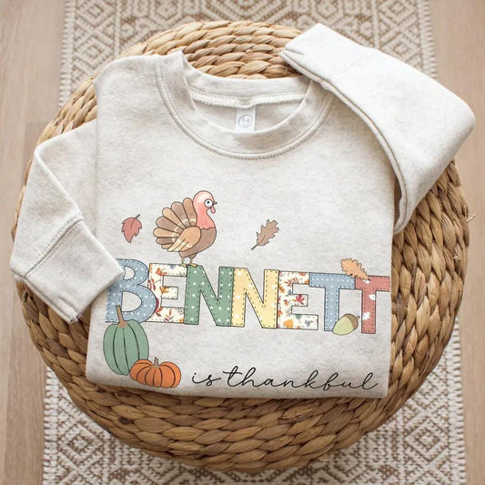Thanksgiving Doodle Personalized Toddler Sweatshirt Amazing Faith Designs