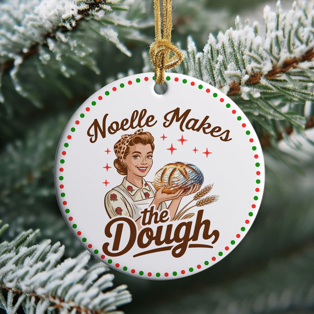 Personalized Retro Sourdough 2025 Ceramic Christmas Ornament - Amazing Faith Designs