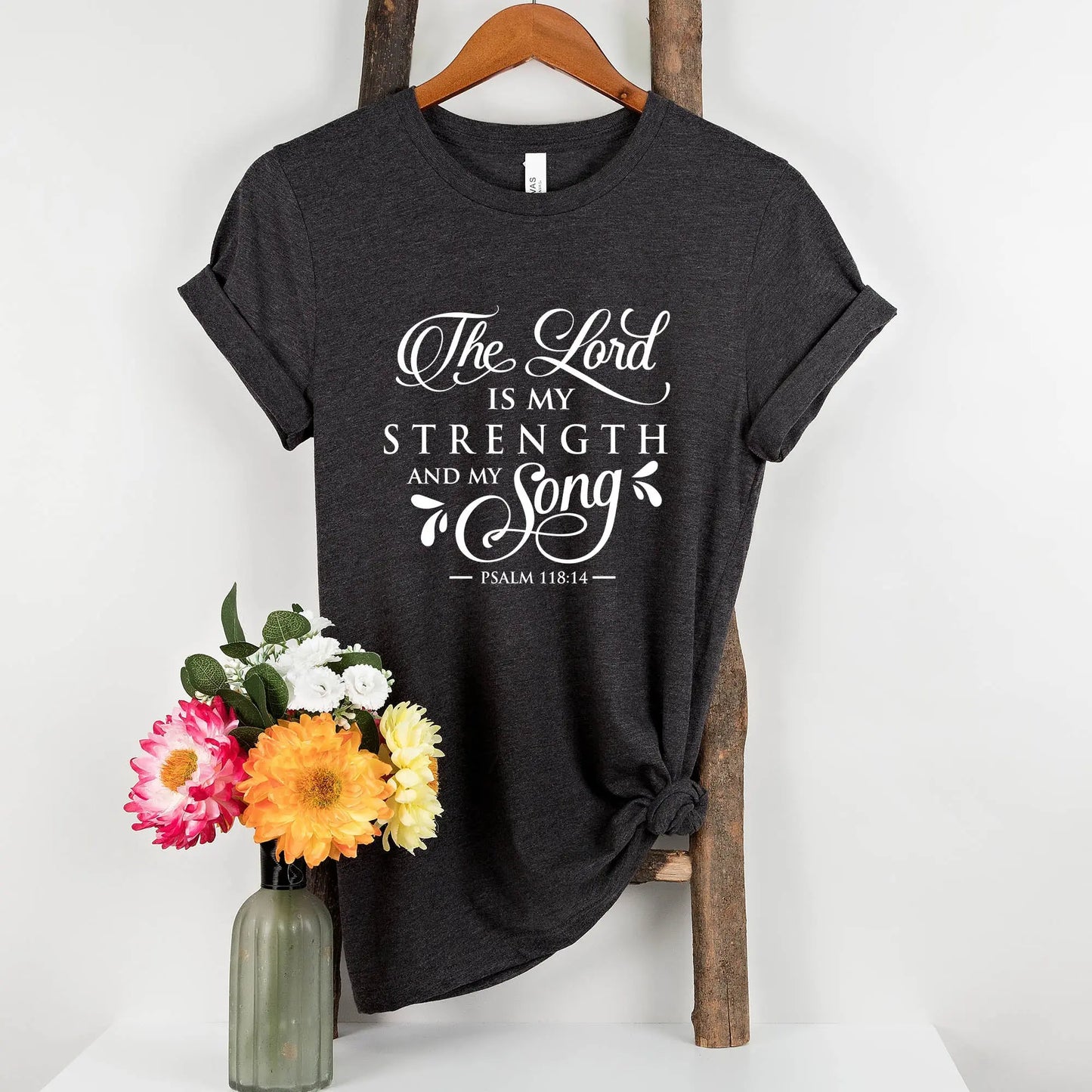 The Lord is My Strength and My Song Christian T-shirt | Psalm 118:14 - Amazing Faith Designs