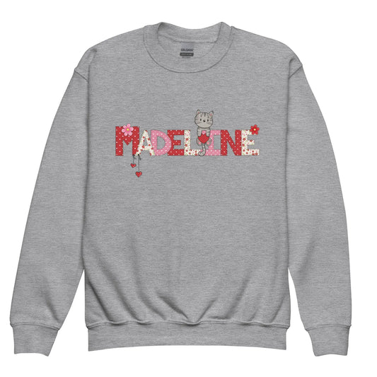 Valentine Kitty Youth sweatshirt Amazing Faith Designs