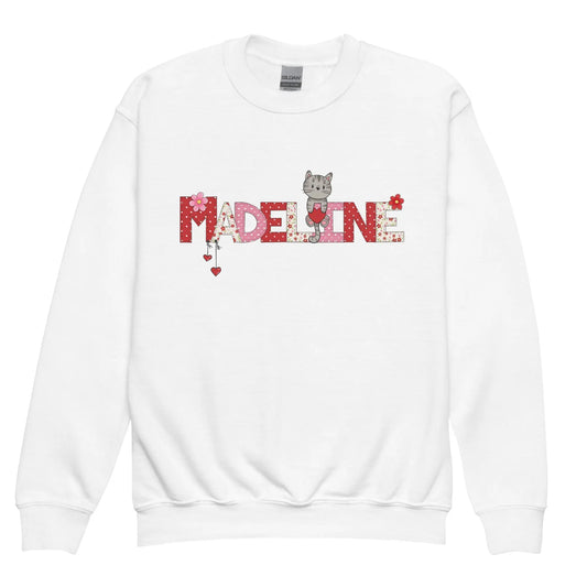 Valentine Kitty Youth sweatshirt Amazing Faith Designs