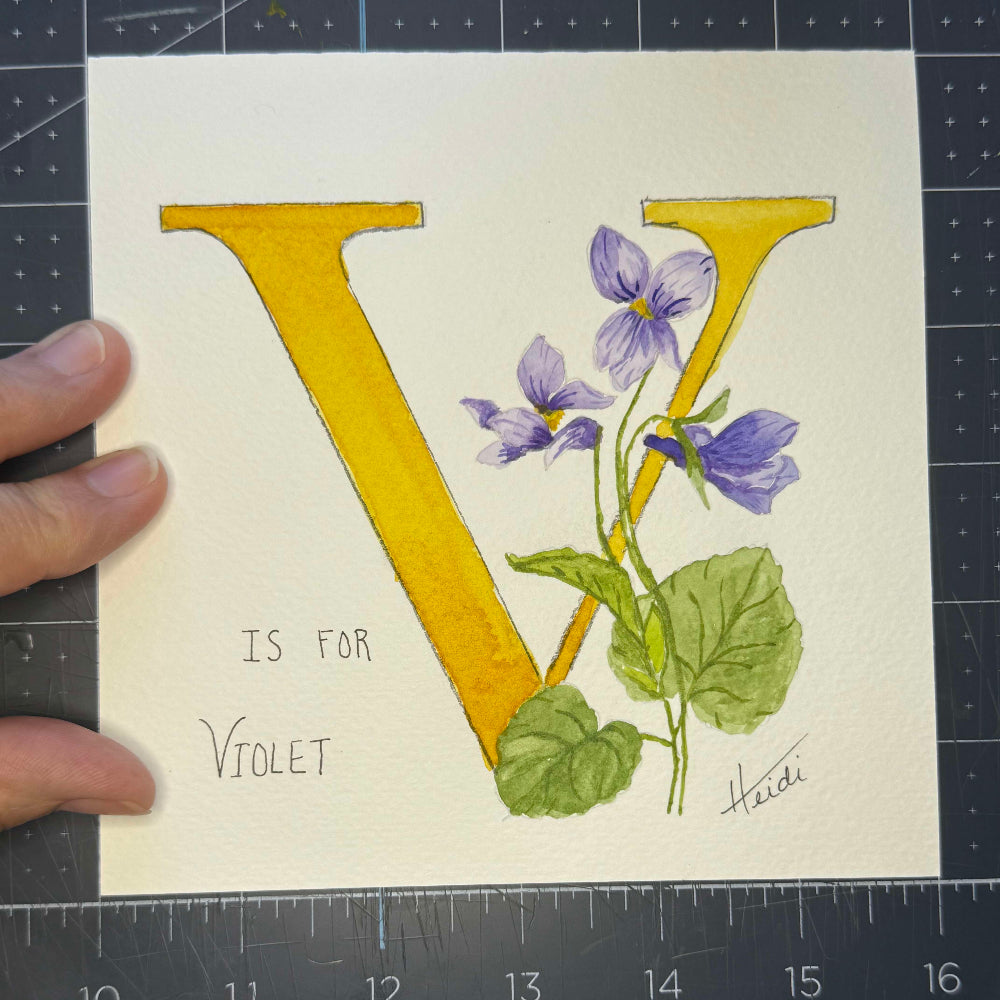 Floral Alphabet Letter with Name - Original Watercolor - Amazing Faith Designs