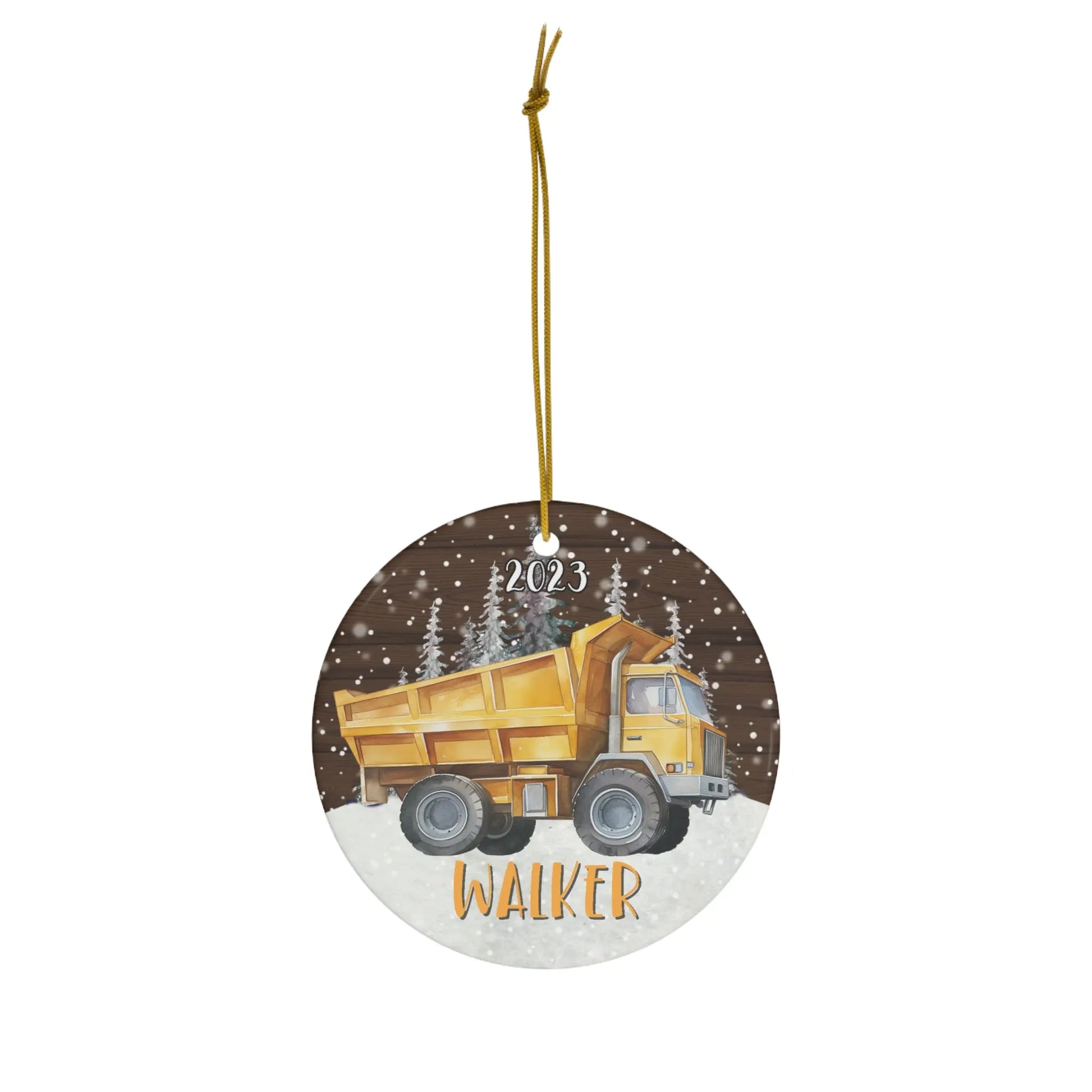 Walker Dump Truck Personalized Ceramic Ornament Printify