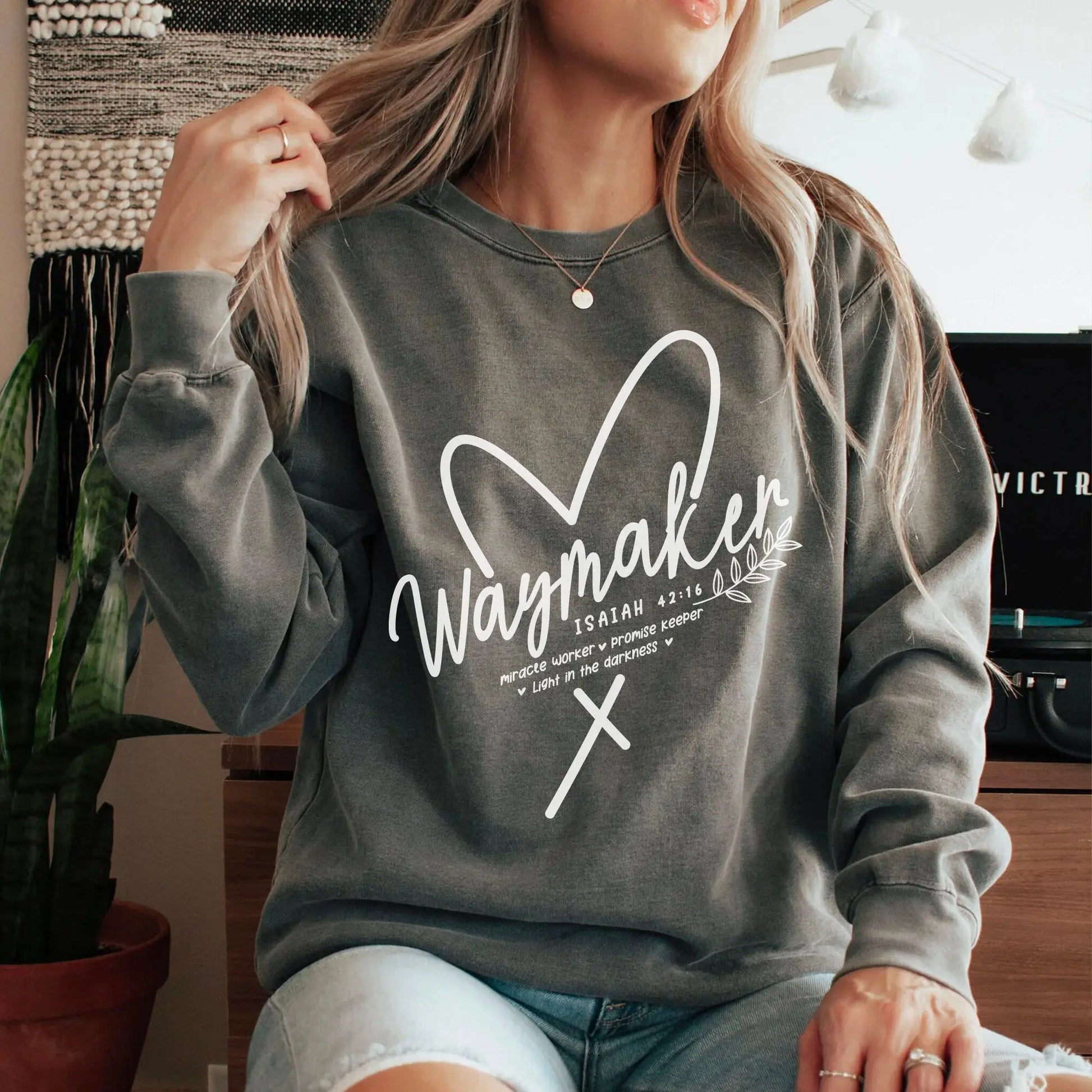 Waymaker Christian Sweatshirt | Comfort Color Garment Dyed Printify