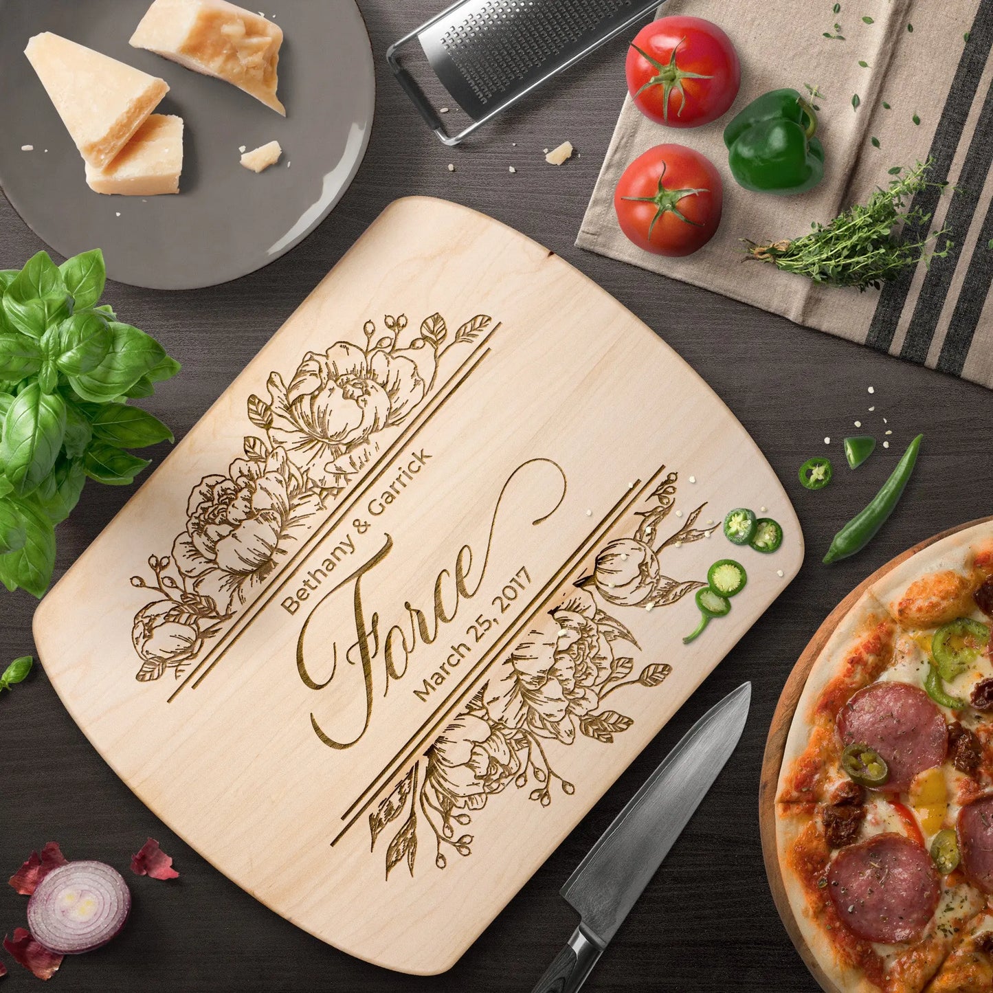 Wedding Names Personalized Wood Cutting Board, Family Name Cutting Board, Bridal Shower Gift teelaunch