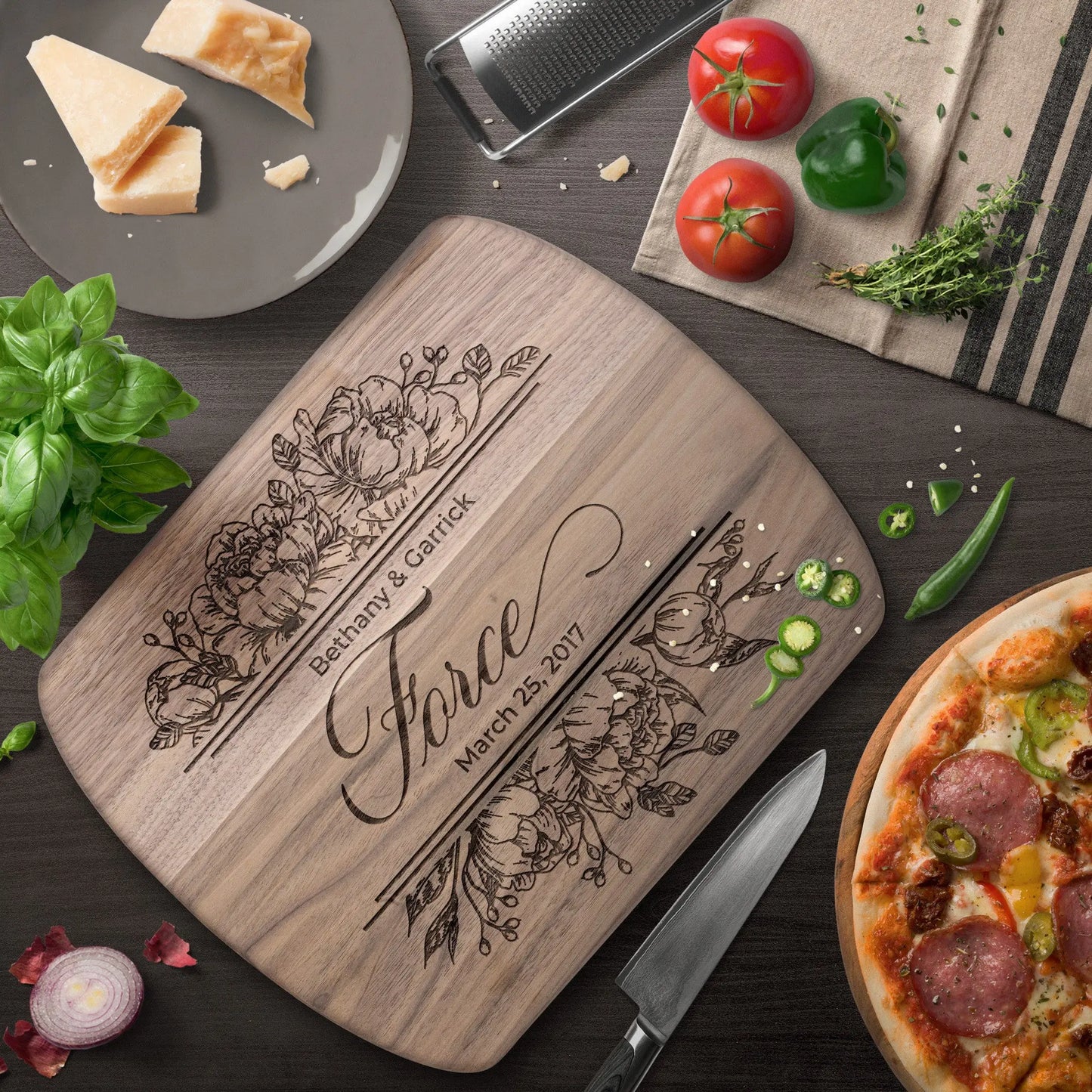 Wedding Names Personalized Wood Cutting Board, Family Name Cutting Board, Bridal Shower Gift teelaunch