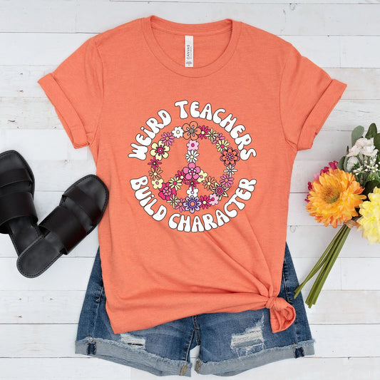 Weird Teachers Build Character t-shirt | Retro Teacher's Shirt Amazing Faith Designs
