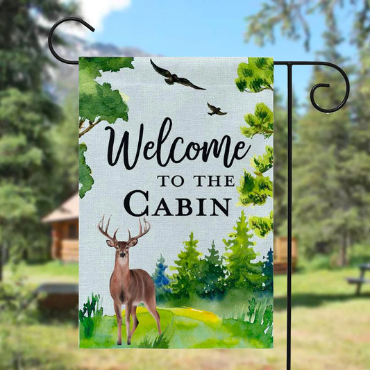 Welcome to the Cabin Garden Flag - Deer Amazing Faith Designs