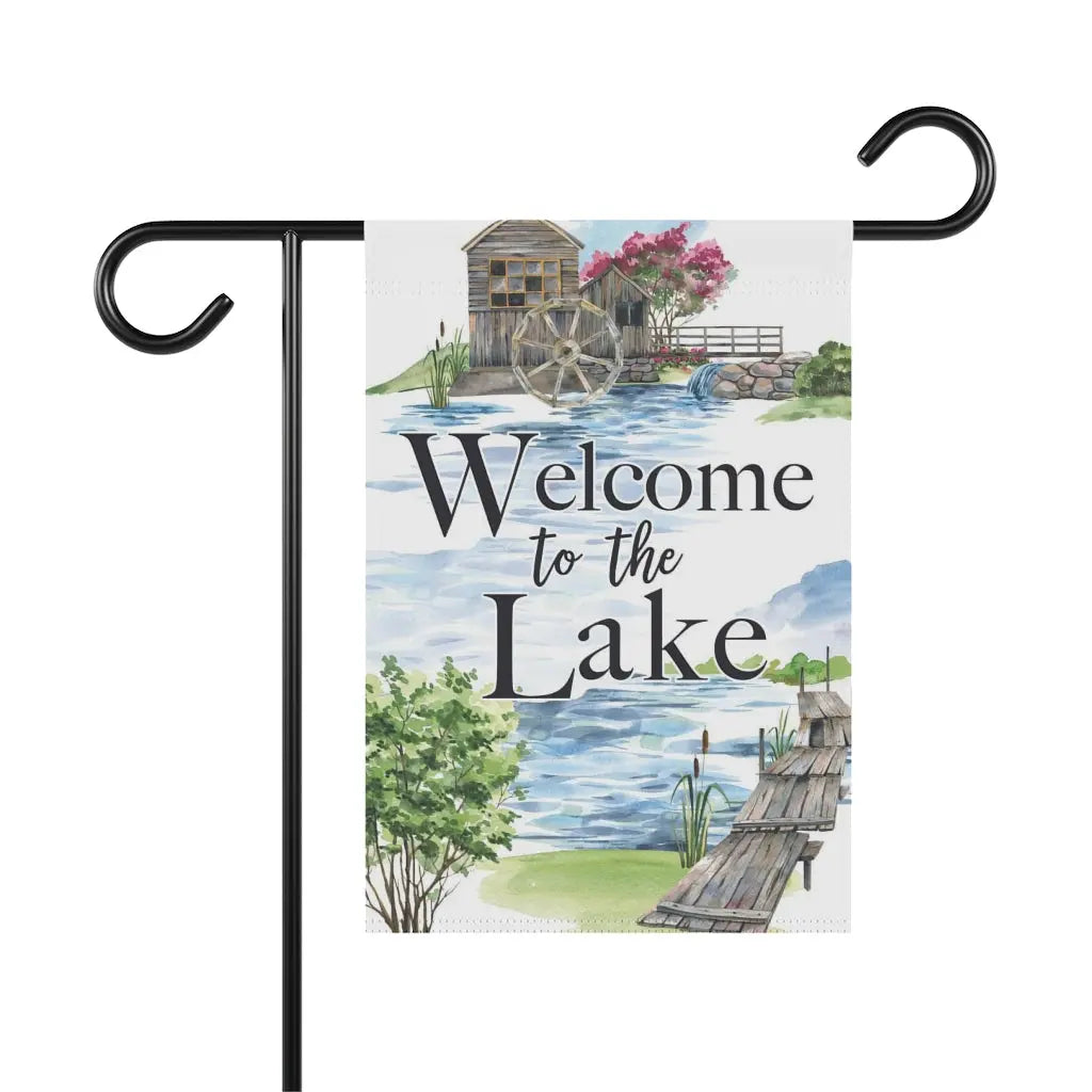 Welcome to the Lake Garden Flag - Water Wheel - Amazing Faith Designs