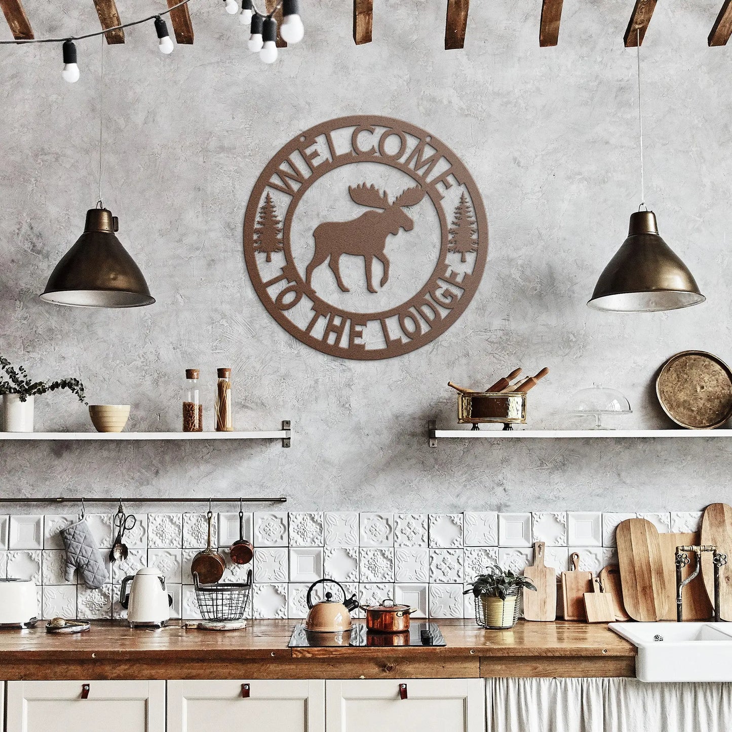 Welcome to the Lodge Metal Sign | Moose, Bear or Fish teelaunch