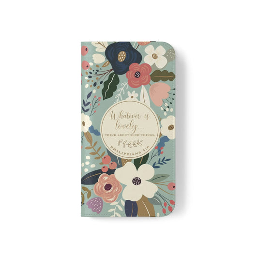 Whatever is Lovely Floral Flip Phone Case Printify