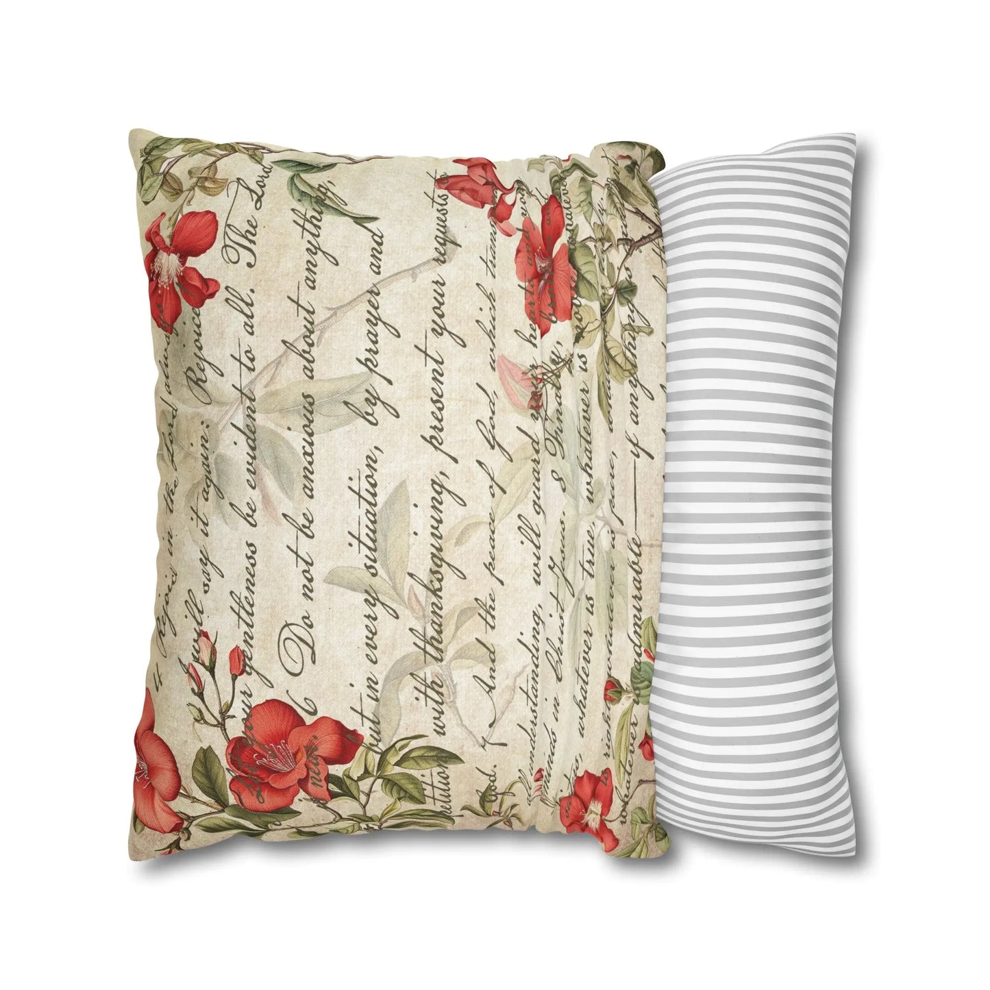 Whatever is Lovely Poppy Spun Polyester Square Pillowcase Printify