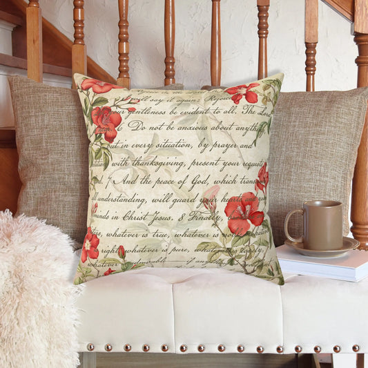 Whatever is Lovely Poppy Spun Polyester Square Pillowcase Printify