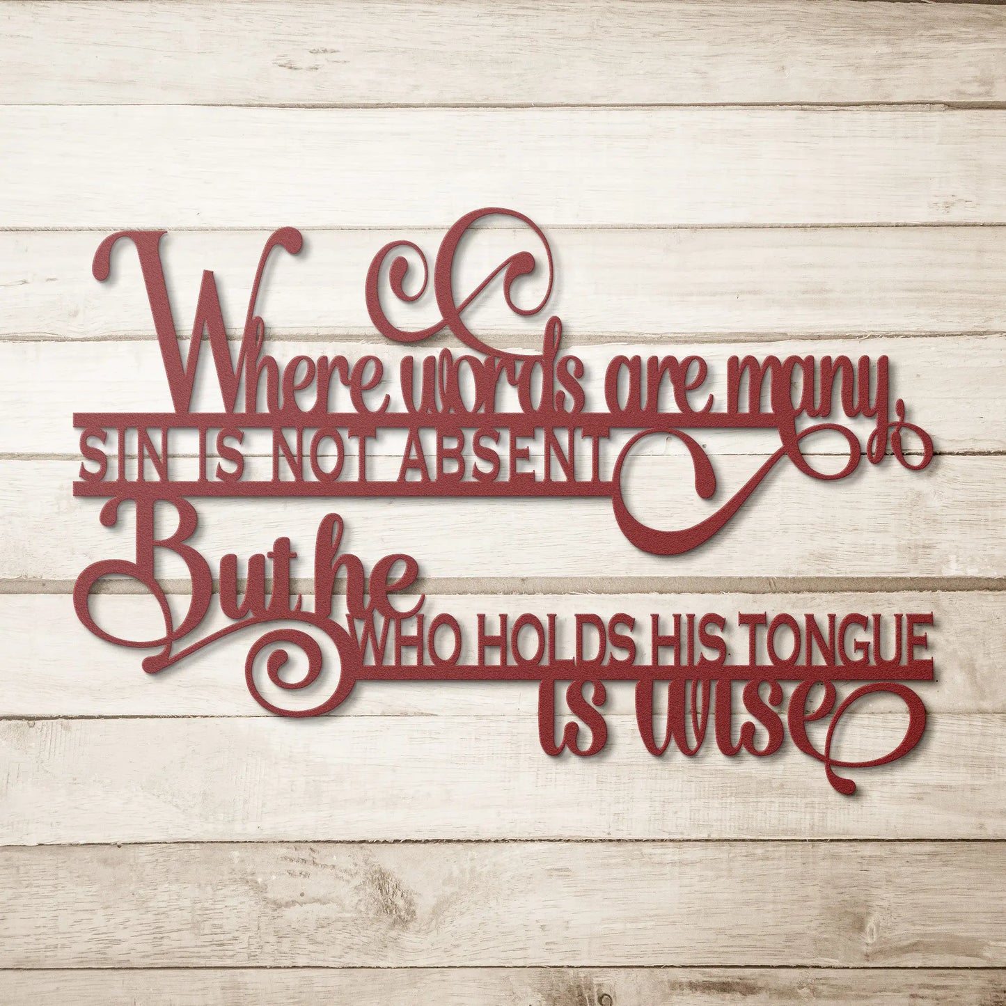 Where Words Are Many Proverb Metal Sign teelaunch