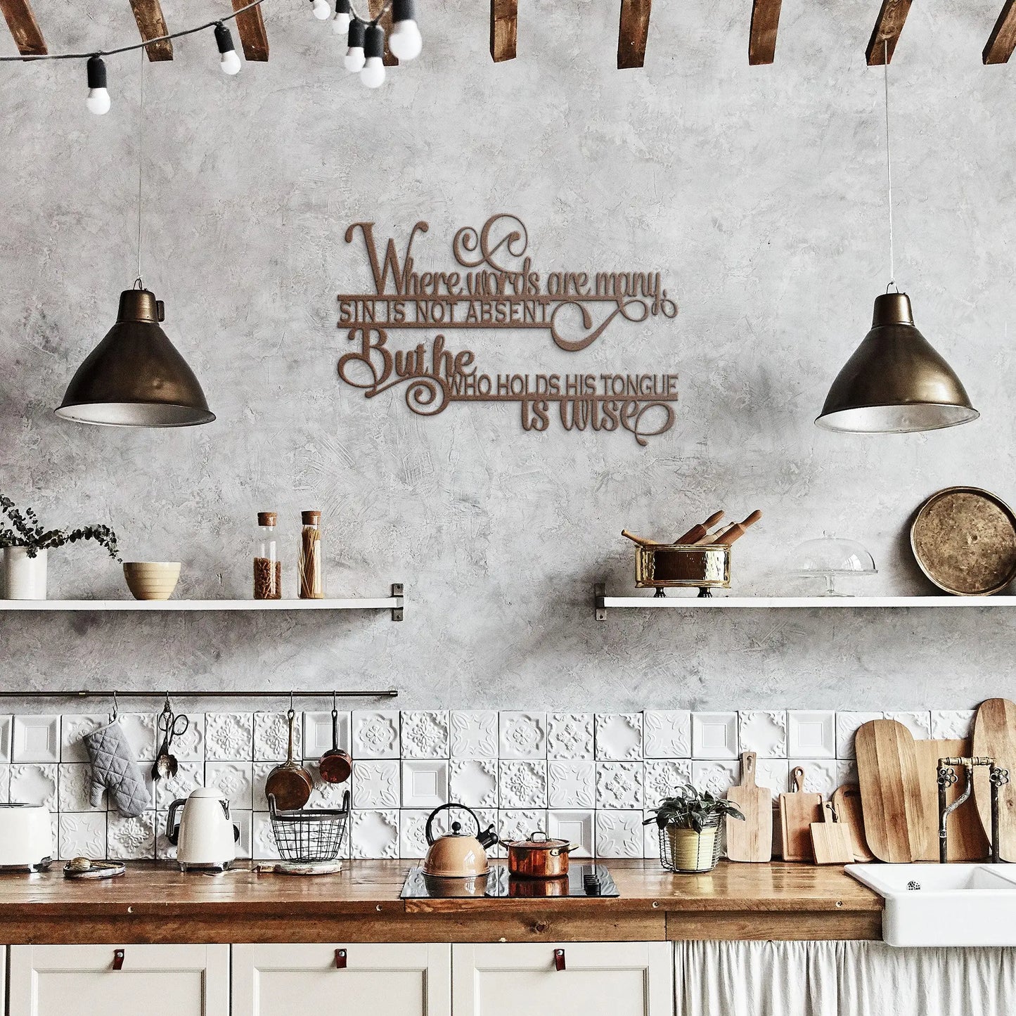 Where Words Are Many Proverb Metal Sign teelaunch