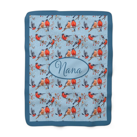 Winter Birds Personalized Sherpa Fleece Blanket Printify